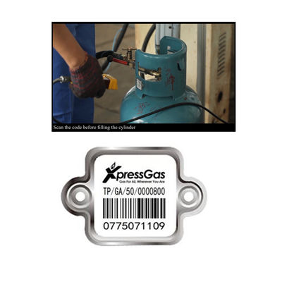 LPG Cylinder Barcode دائم في الهواء الطلق لمدة 20 عامًا مسح ضوئي ببساطة بواسطة PDA أو الهاتف المحمول